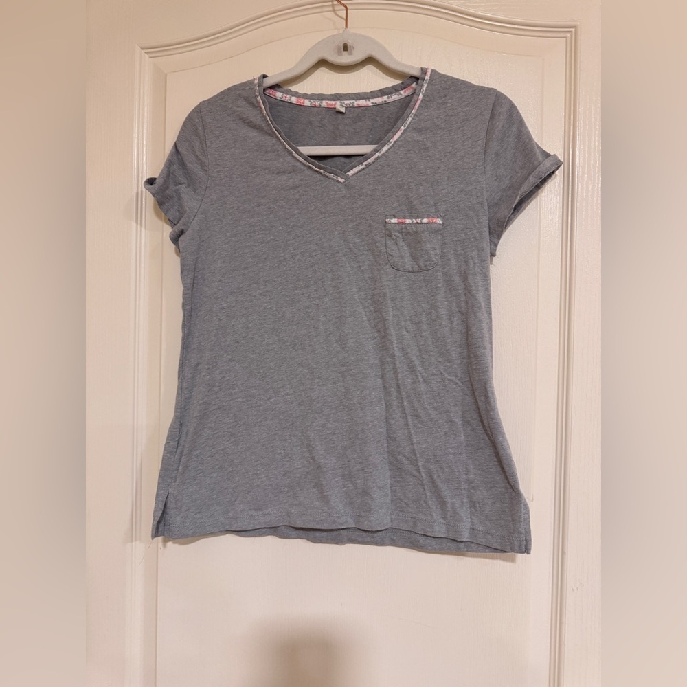 Gray Fitted Short Sleeve Pajama T-Shirt​​​​